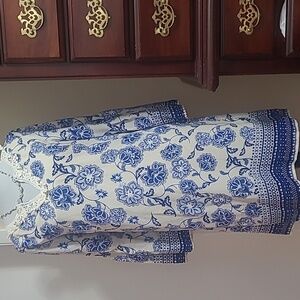 Floral Blue and White Dress